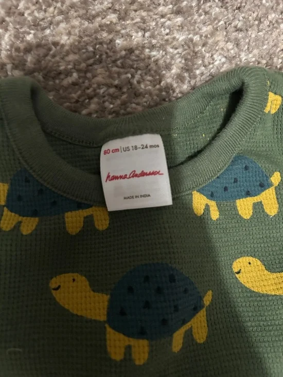 Hanna Andersson-Kids Green Turtle Print Pajama Set - Picture 2 of 3